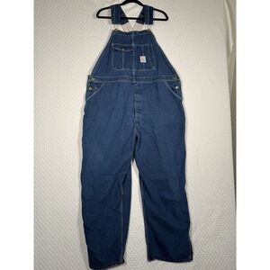 Vtg Pointer Brand Denim Overalls 44x29 MADE IN USA Farmer Gardening Chore FLAW